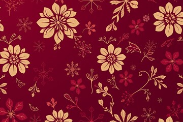 Burgundy Floral Pattern: Elegant and rich, this seamless pattern features a captivating arrangement of gold and burgundy flowers, perfect for adding a touch of sophistication to your designs.  