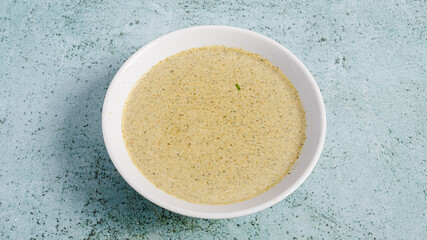 Creamy mushroom soup bowl