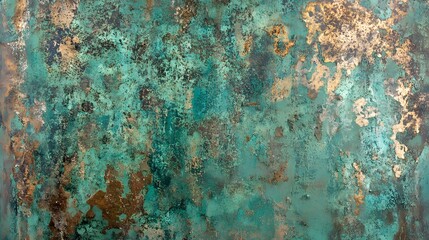 Patinated copper surface with slight verdigris spots