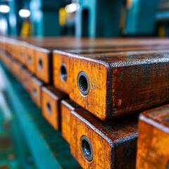 Detailed Close-Up of Industrial Metal Components in a Manufacturing Facility
