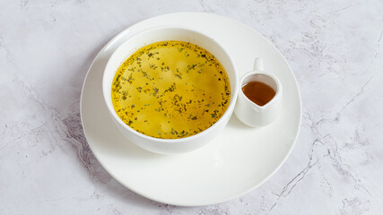 Delicious hot soup bowl isolated 