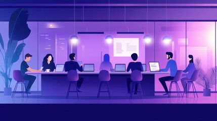 Team Meeting with Soft Ambient Lighting in Conference Room