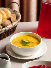 Delicious hot soup bowl isolated 