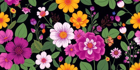 Seamless purple floral wallpaper with blooming flowers and vines, modern, floral, wallpaper