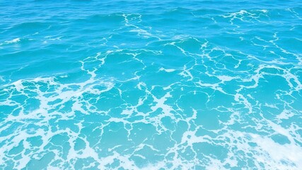 Obraz premium Tranquil blue turquoise ocean water with foamy waves, ocean, beautiful, blue