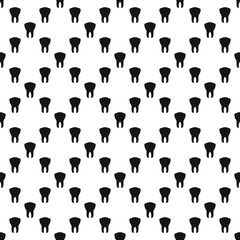 Dental seamless pattern with simple minimalistic black teeth on the  white background