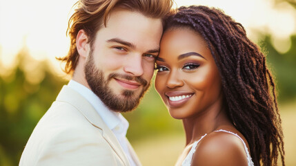 Fototapeta premium Two people celebrating their love in a picturesque outdoor setting. Generative AI
