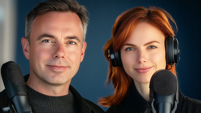 Professional Podcast Hosts in Studio Recording a Dynamic Episode Together