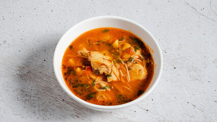 Delicious hot soup bowl isolated 