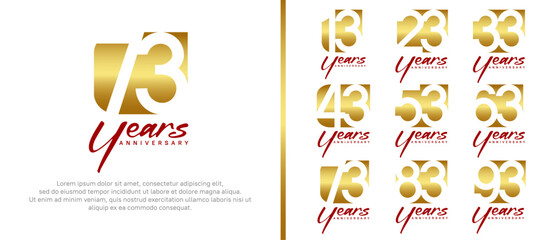 anniversary logo set. vector design golden color can be use for celebration moment