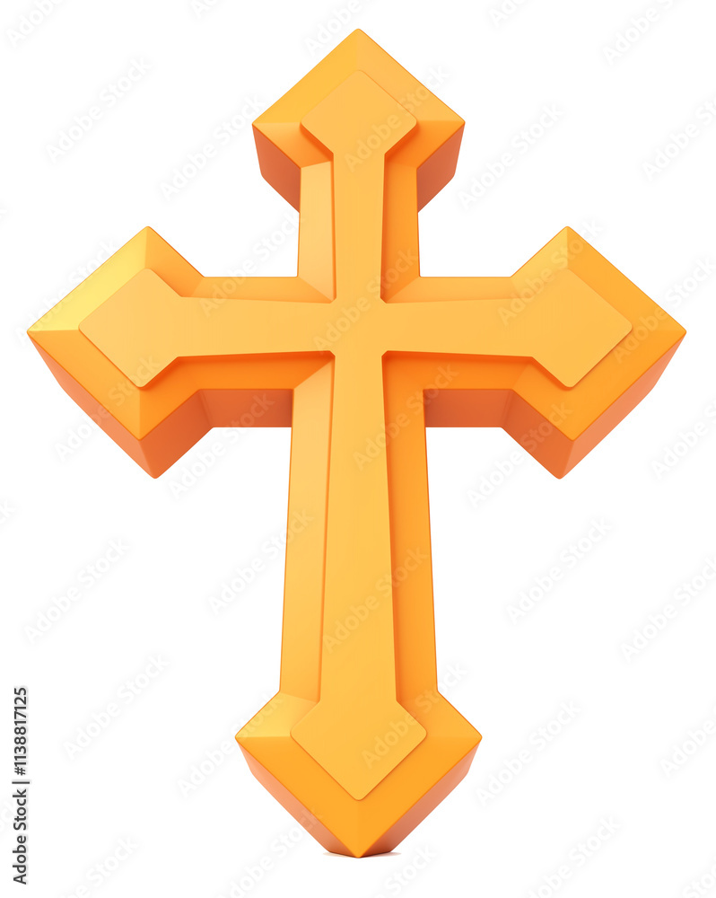 Aufkleber 3d orange cross icon with flat view, isolated on transparency background
