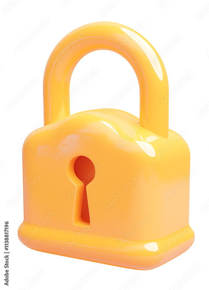 Aufkleber shiny orange cartoon padlock with keyhole on transparency background