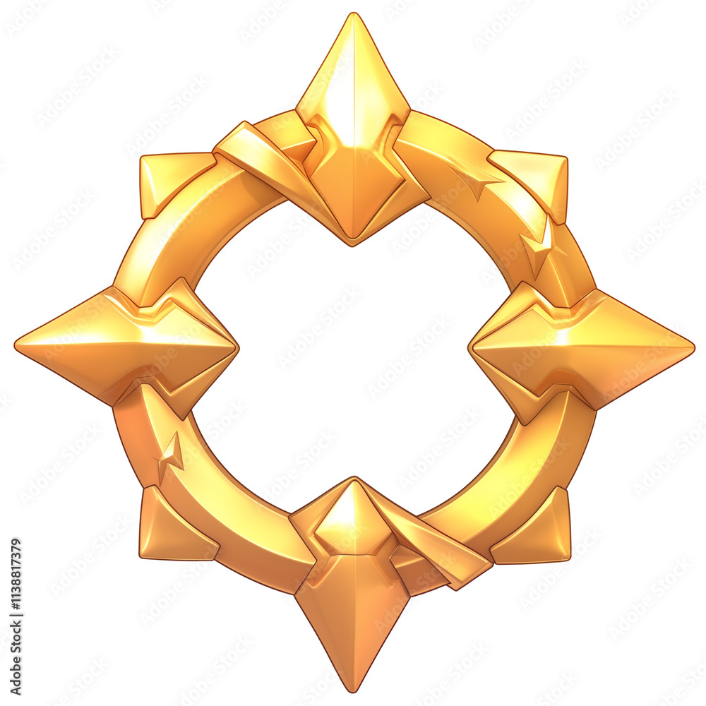Poster golden star shaped emblem with divine glow, isolated on transparency background
