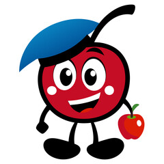 Cherry Mascot Logo Vector: Coffee, Glasses, Books, Angry, Gaming, Paint, Boxing Gloves Designs, Creative cherry mascot logos with coffee, books, gaming, and boxing themes in vector illustration style.