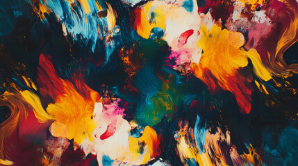 Abstract Expressionist Painting: Kaleidoscopic Colors and Shapes