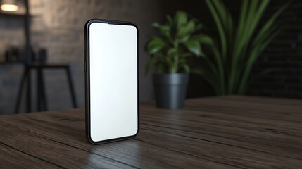 Pointing at device screen. Photo and 3d illustration of man standing next to huge 3d model of smartphone with empty white screen isolated on green background. Mockup for ad, text, design, logo