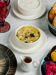 Dushpere - Azerbaijani dumplings soup bowl
