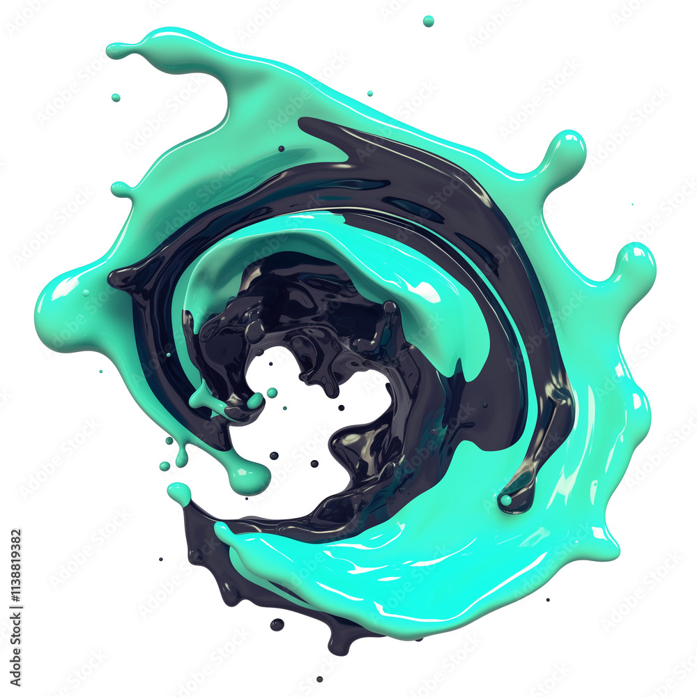 Aufkleber fluid holographic swirl in blue and green with dynamic motion