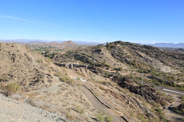 Cliffs at Pointe Tapatio and 7th Street in North Phoenix  as seen from North Mountain Park hiking trail, Arizona