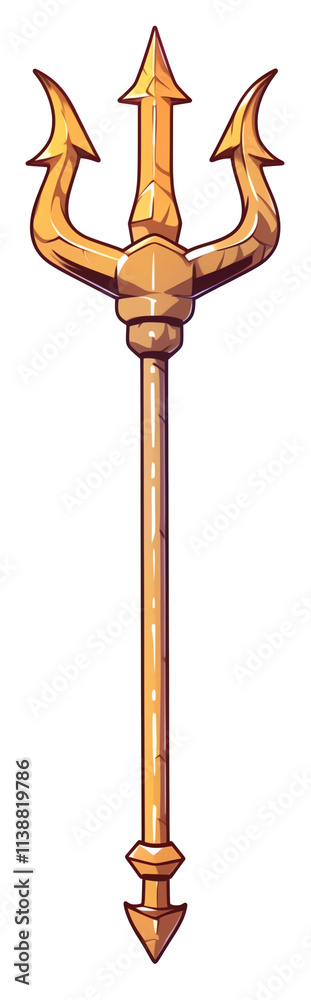 Aufkleber Golden trident with intricate design, isolated on transparency background