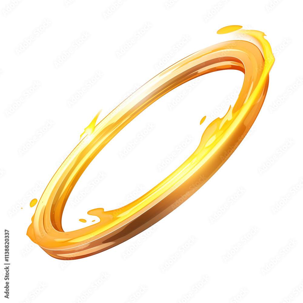 Poster golden halo with glowing light effect, isolated on transparency background