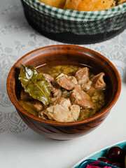Bozbash - Azerbaijani lamb or beef stew in pot