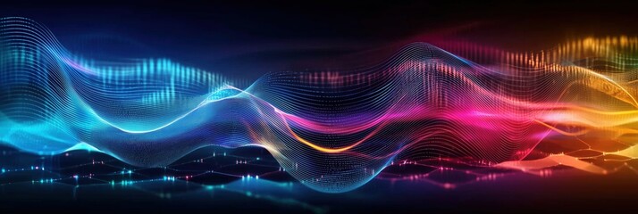 Abstract digital background. Can be used for technological processes, neural networks and AI, digital storages, sound and graphic forms, science, education