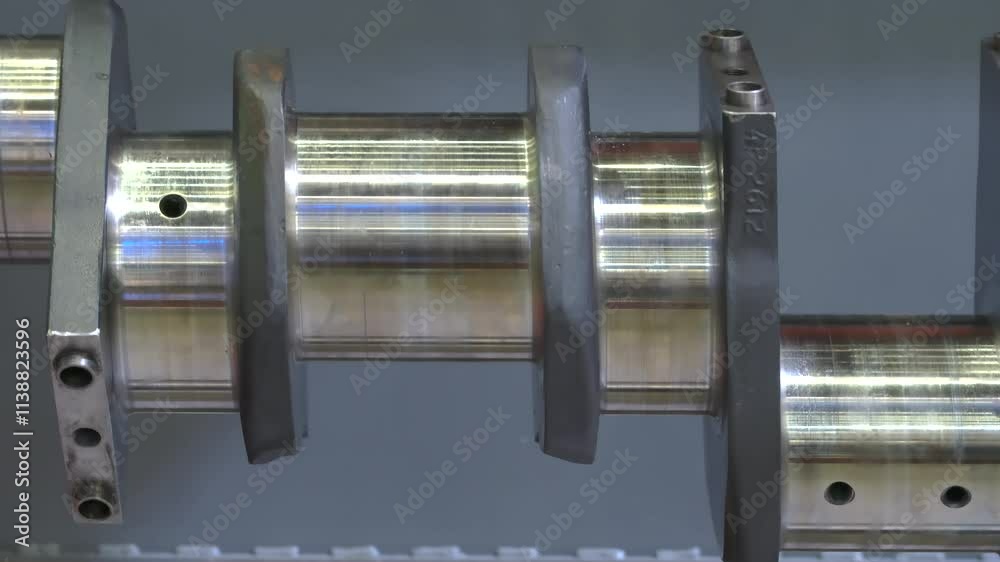 Poster the metal crankshaft of the engine rotates during testing and servicing