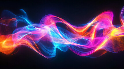 Colorful abstract light waves flowing across a dark background with vibrant hues