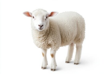 Fototapeta premium Adorable young lamb against white background.