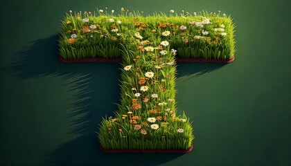 Grass & Floral Isometric Alphabet - T