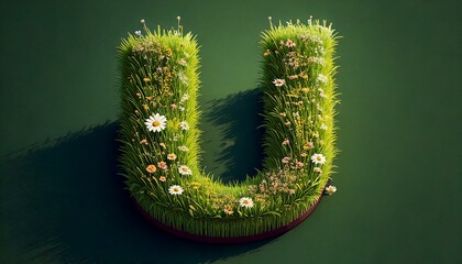 Grass & Floral Isometric Alphabet - U