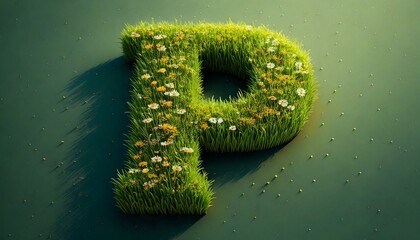 Grass & Floral Isometric Alphabet - P
