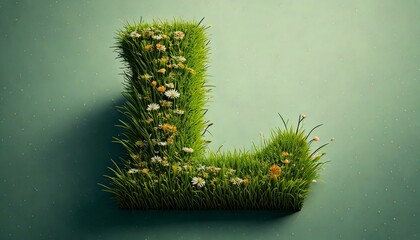 Grass & Floral Isometric Alphabet - L