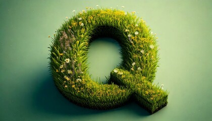 Grass & Floral Isometric Alphabet - Q