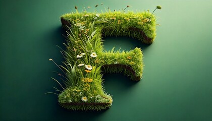 Grass & Floral Isometric Alphabet - F