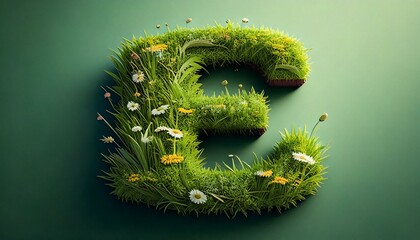 Grass & Floral Isometric Alphabet - E