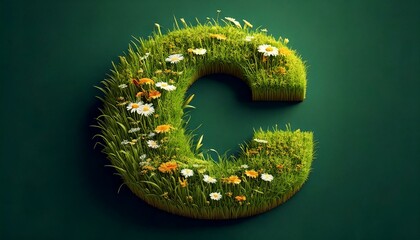Grass & Floral Isometric Alphabet - C