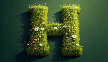 Grass & Floral Isometric Alphabet - H