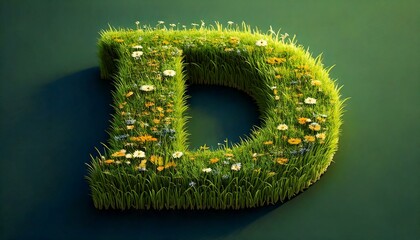 Grass & Floral Isometric Alphabet - D