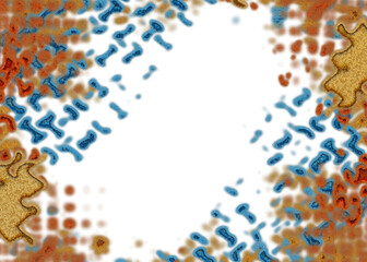 Fototapeta premium An abstract transparent psychedelic wavy vignette design element overlay.