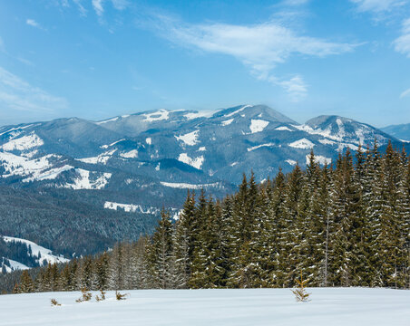 Winter snowy Carpathian mountains, Ukraine