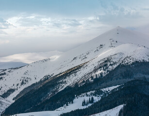 Morning winter mountain ridge