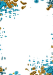 An abstract transparent psychedelic wavy vignette design element overlay.