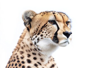 Close-up of cheetah head with a clear background