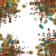 An abstract transparent psychedelic wavy vignette design element overlay.