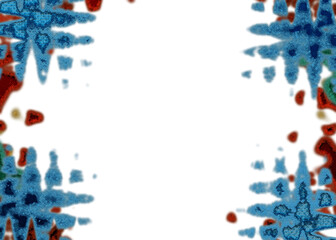 An abstract transparent psychedelic wavy vignette design element overlay.