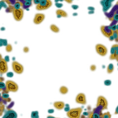 An abstract transparent psychedelic wavy vignette design element overlay.