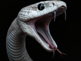 Fototapeta premium White Snake with Open Fangs Close-Up
