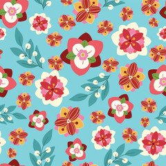 Christmas Flowers holiday seamless vector pattern illustration